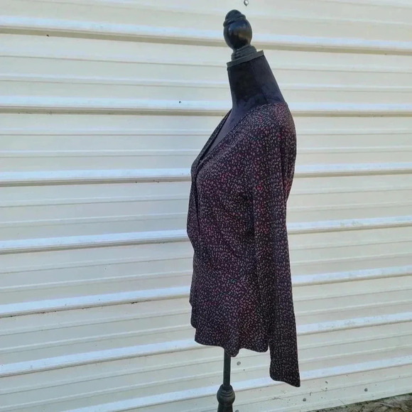 Michael Kors Women Faux Wrap Peplum Elastic Waist Stretch Jersey Top Black Red M - Picture 6 of 9